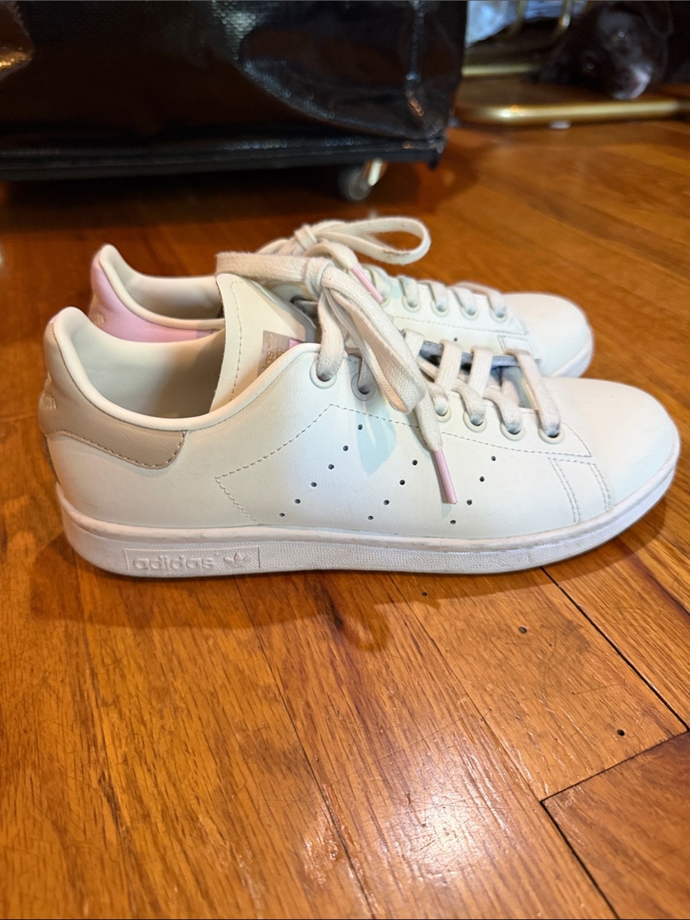 Stan Smith adidas White Sneakers with Pink Heel Accent